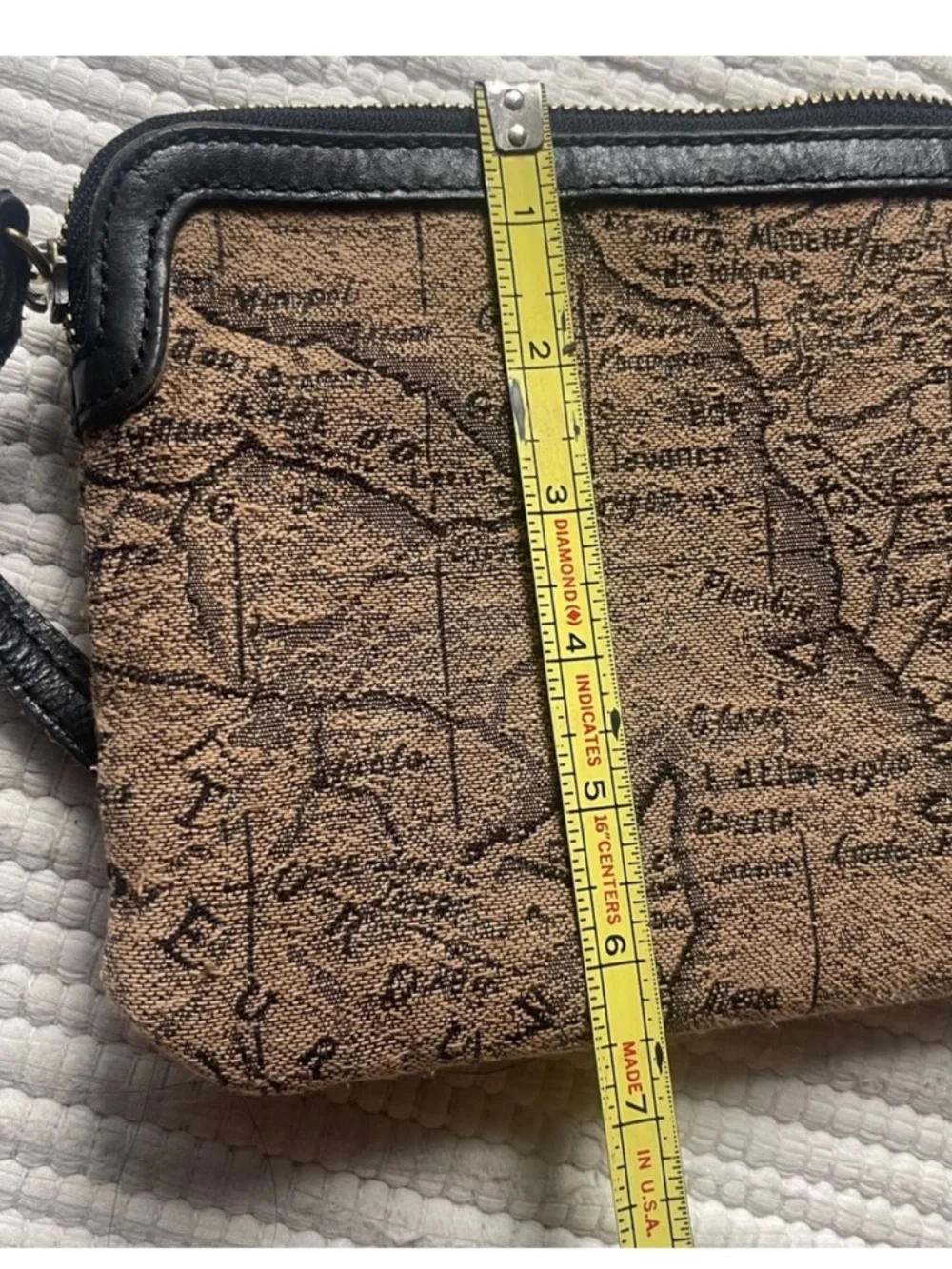 Patricia Nash Cassini Map Print Wristlet Clutch Leather Trim Travel Bag